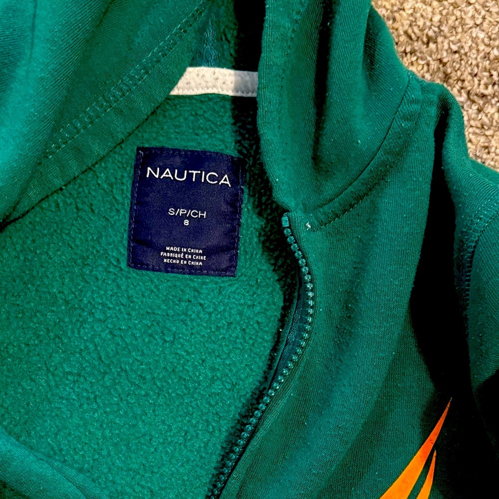 Nautica Green Hoodie with Yellow and White Accents - Picture 2 of 3